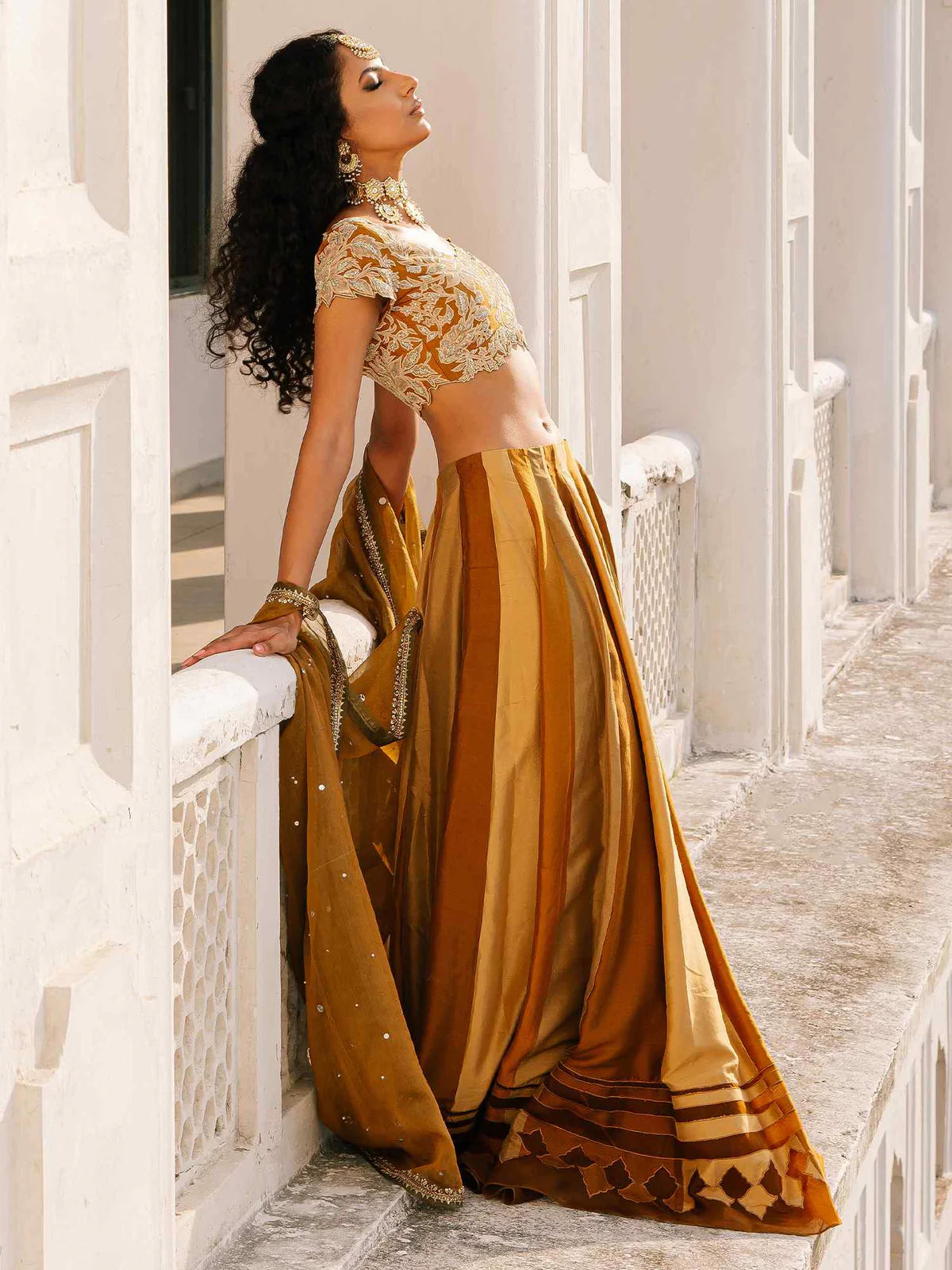 Saffron Raw Silk Lehenga