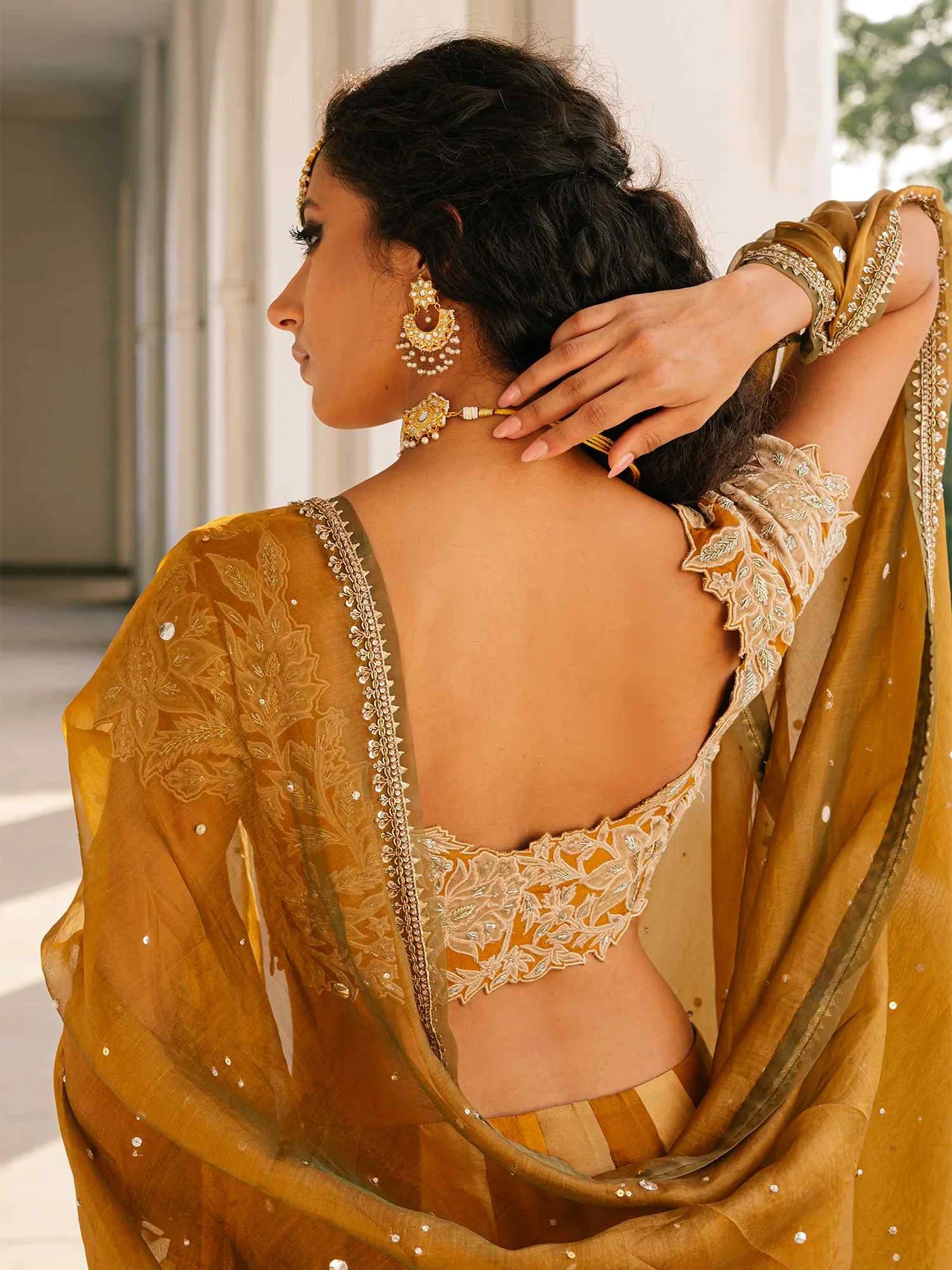 Saffron Raw Silk Lehenga